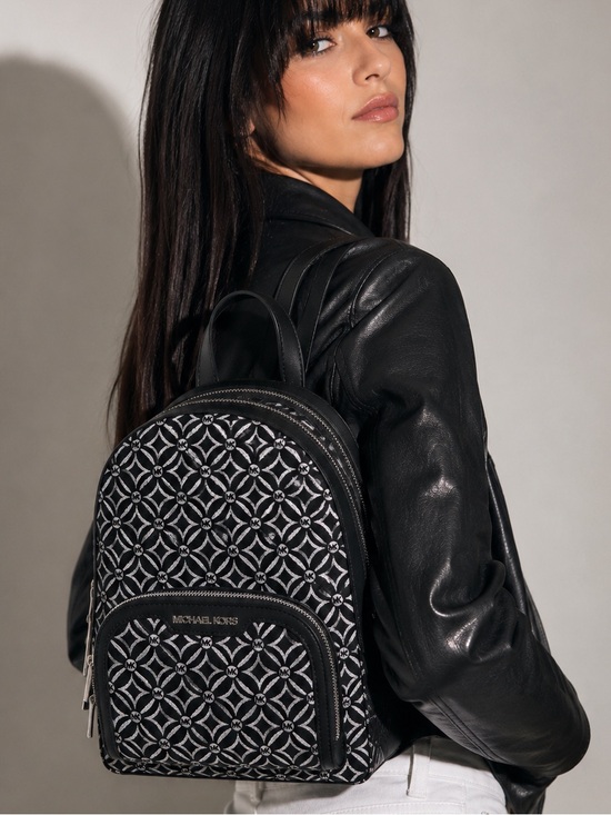Michael Kors Handbags - MICHAEL KORS Jaycee Medium Backpack NWT Black White MK Logo Bag